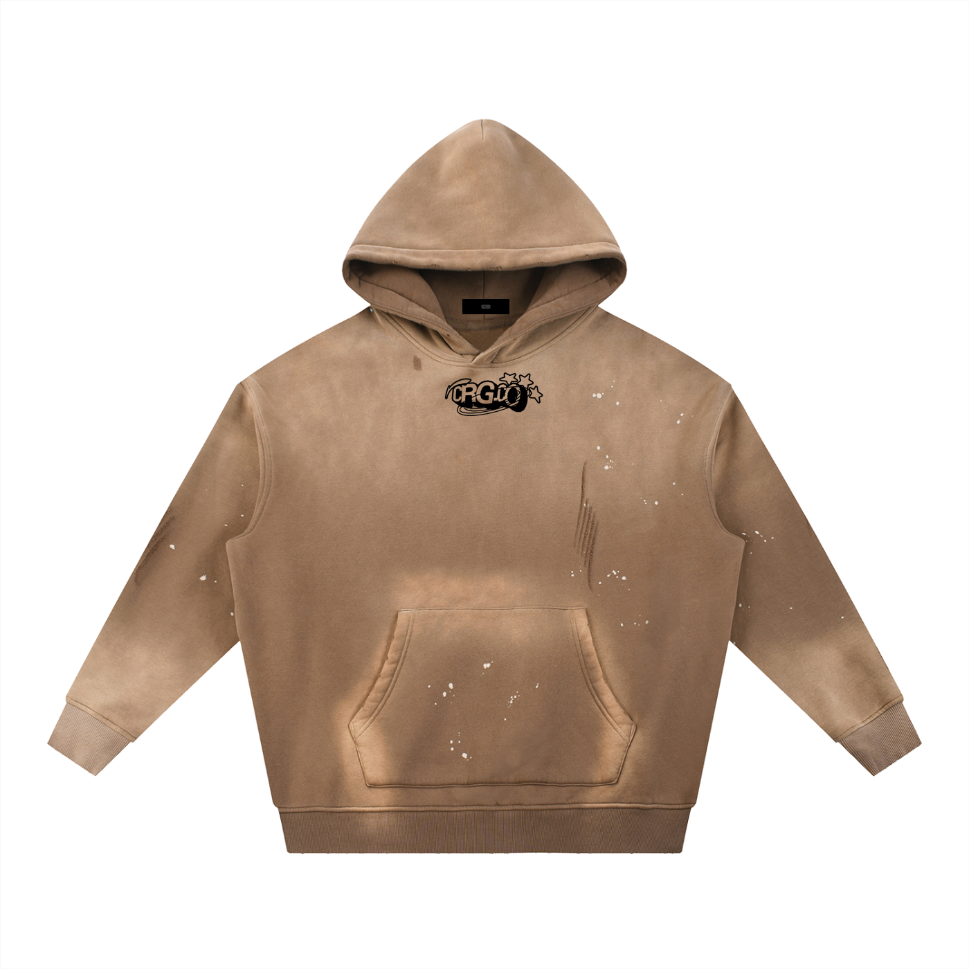 Vintage Washed Frayed Fleece Hoodie