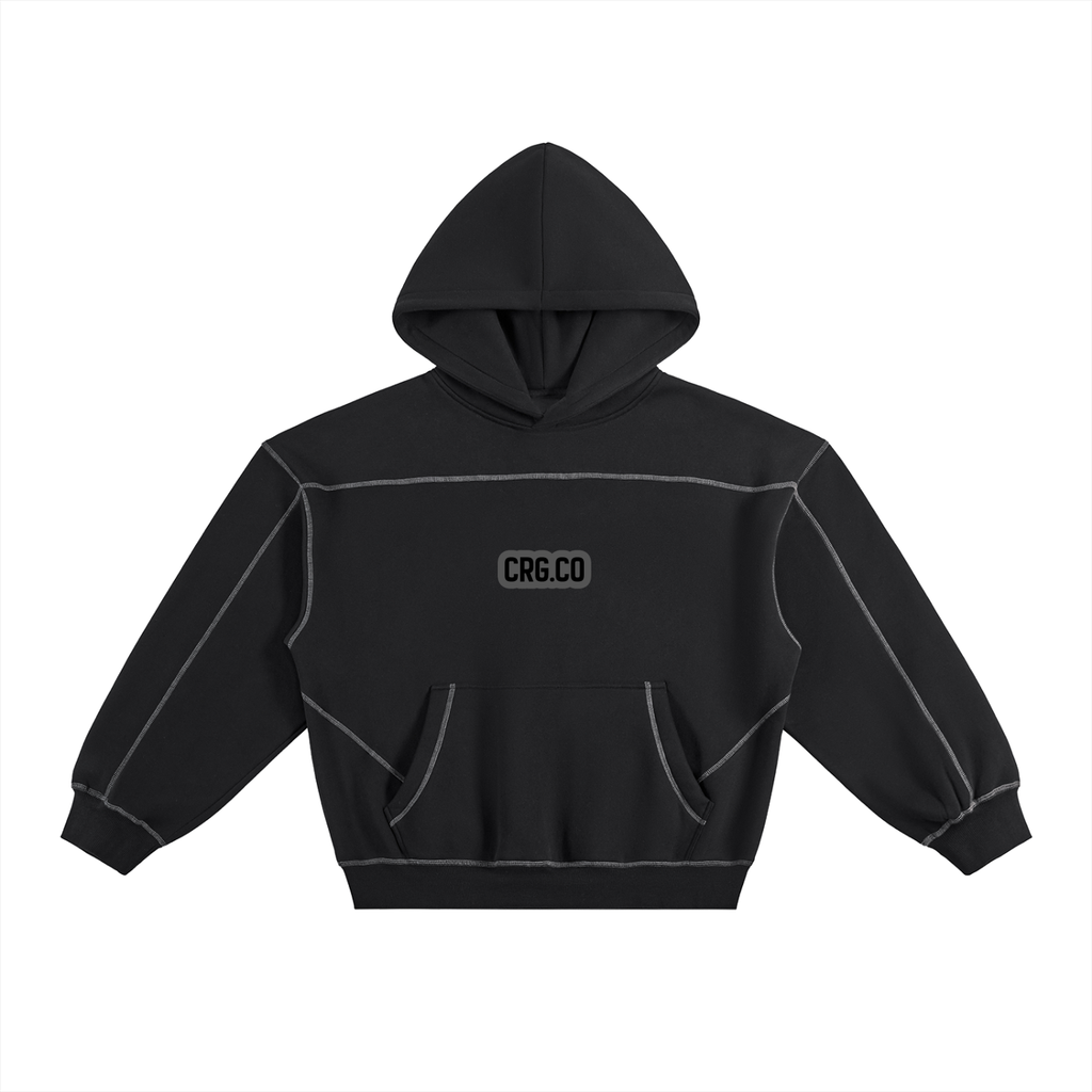 Contrast-Stitched Boxy Fleece Hoodie