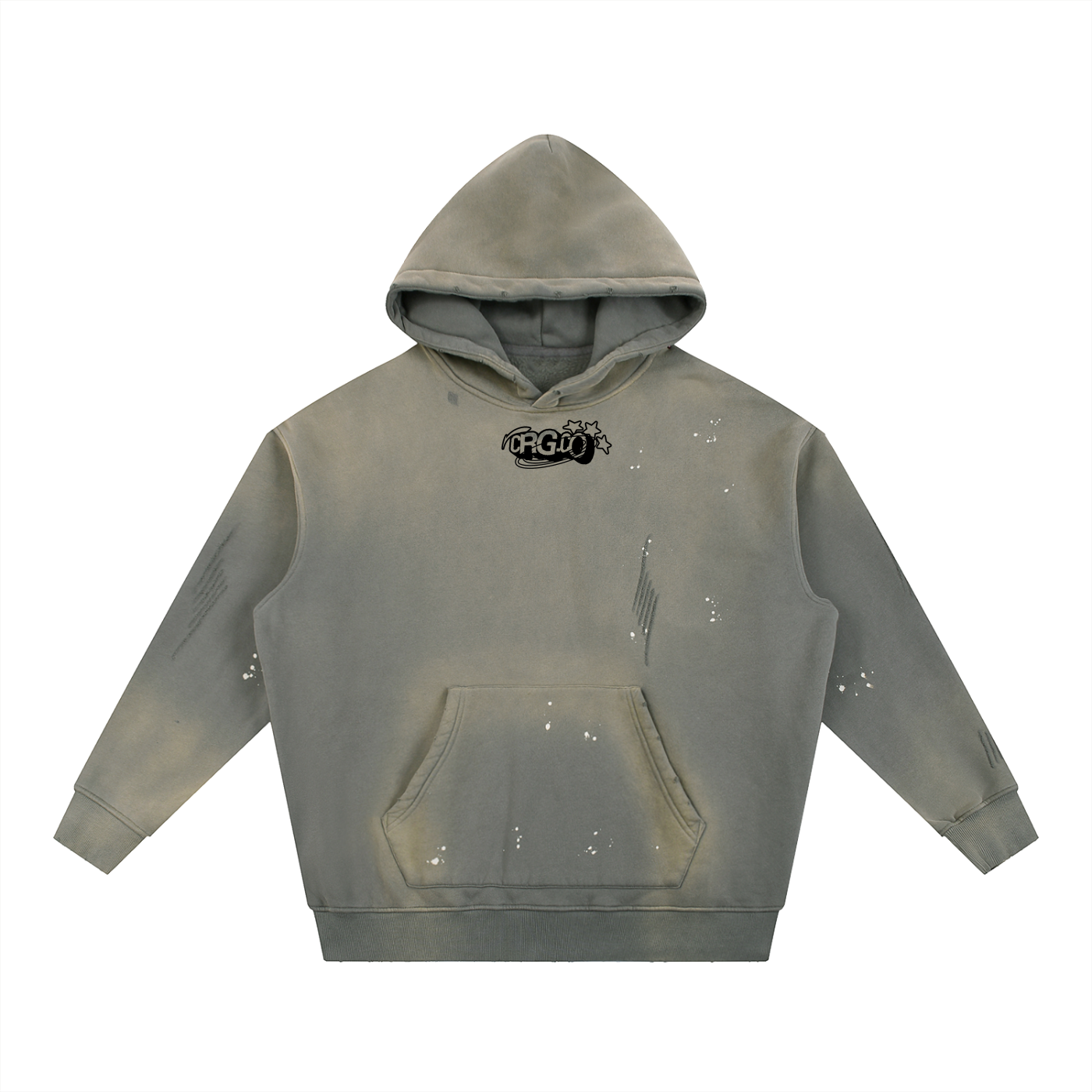 Vintage Washed Frayed Fleece Hoodie