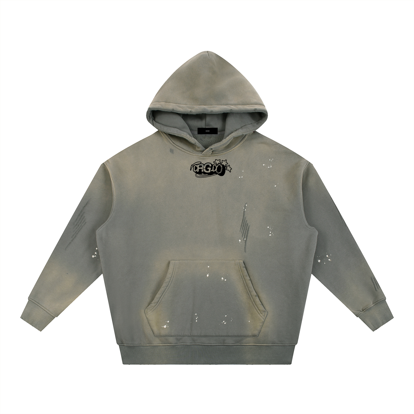 Vintage Washed Frayed Fleece Hoodie