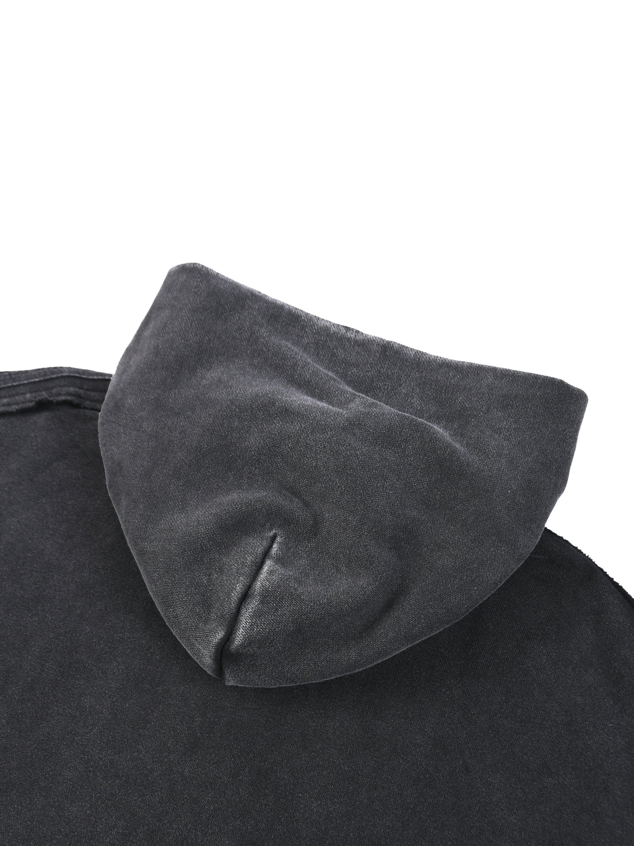 Snow Washed Tape Raw Edge Zip Hoodie